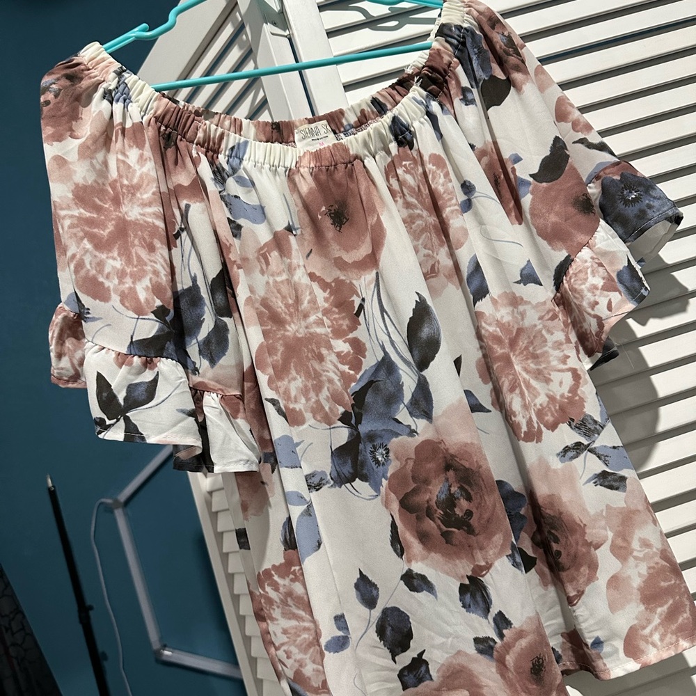 Sienna Sky Floral Off-Shoulder Blouse - Pink and Blue